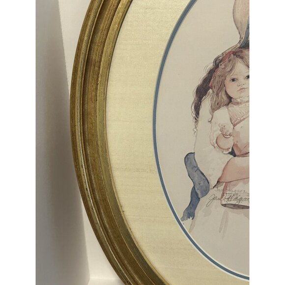 Jan Hagara Oval Frame Matted Art Girl & Doll Romantic Victoriana ‘77 Cottagecore - Picture 16 of 16